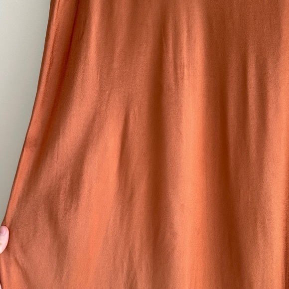 Socialite Terracotta/Pumpkin Orange Silky Bias Cut Midi Slit Skirt, Size XL - Picture 11 of 16